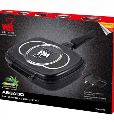 Tigaie grill dublă Premium Wellberg, 32 cm