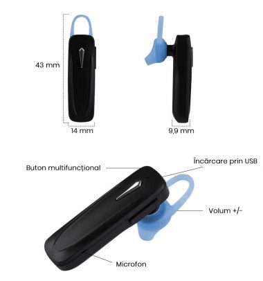 Cască Bluetooth Universală cu protecție silicon