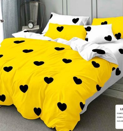 Lenjerie de pat bumbac 100% finet, 2 persoane, 6 piese, Little Hearts