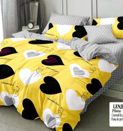 Lenjerie de pat bumbac 100% finet, 2 persoane, 6 piese, Wonderful
