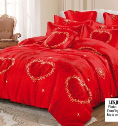 Lenjerie de pat bumbac 100% finet, 2 persoane, 6 piese, Roxanne