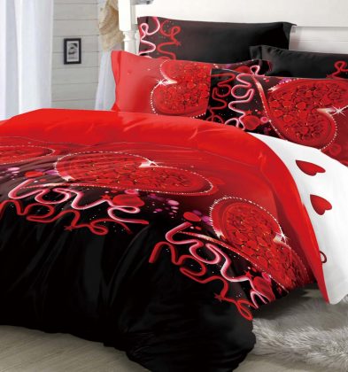 Lenjerie de pat bumbac 100% finet, 1 persoană, 4 piese, Passion