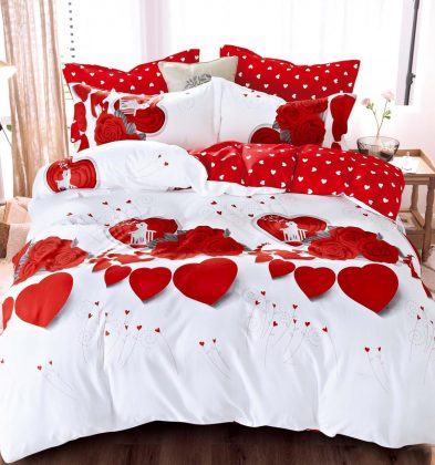 Lenjerie de pat bumbac 100% finet, 1 persoană, 4 piese, Valentina