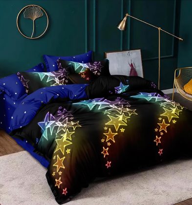 Lenjerie de pat bumbac 100% finet, 1 persoană, 4 piese, Ploaie De Stele