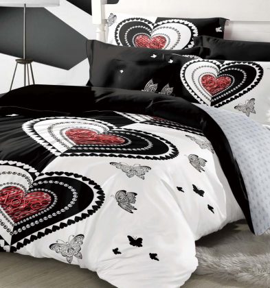 Lenjerie de pat bumbac 100% finet, 1 persoană, 4 piese, Poker Love