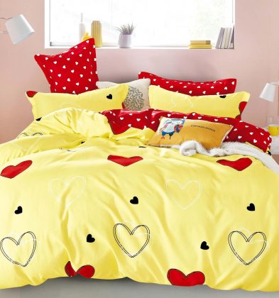 Lenjerie de pat bumbac 100% finet, 1 persoană, 4 piese, Linda